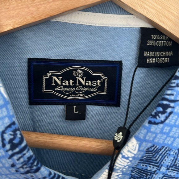 NAT NAST Men’s Silk Blend Hawaiian Button Down Shirt Size Large NWT - Picture 5 of 9